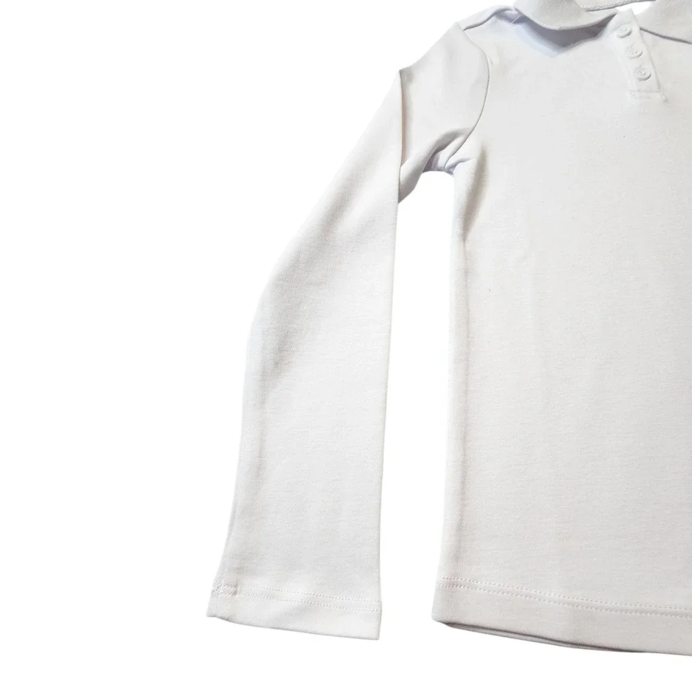 Justice‎ Girls White Long Sleeve Polo Shirt Uniform Size XS